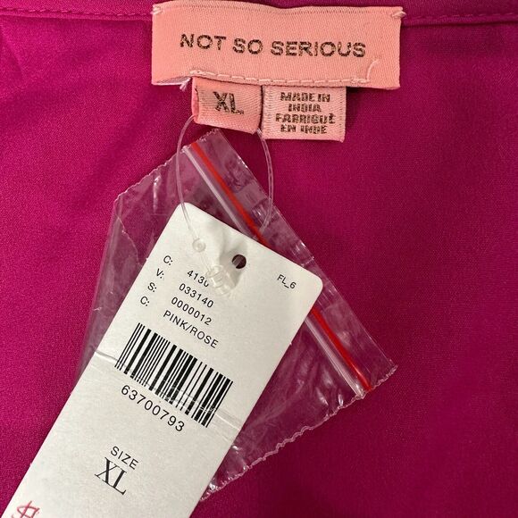 Not So Serious Anthro Swiss Dot Smocked Cuffs Wrap Mini Dress Pink Women XL NWT - Picture 5 of 12